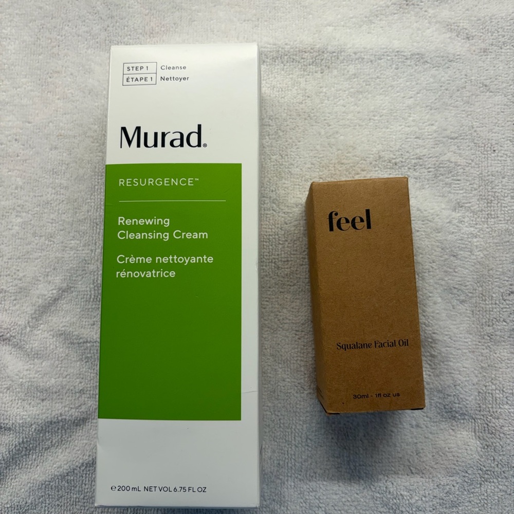 Murad Resurgence Renewing Cleansing Cream 6.75oz + Feel Squalane Facial Oil NEW